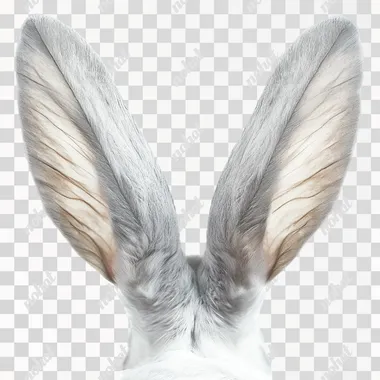 PNG Gray Rabbit Ears Resembling Dove Wings in a White Setting