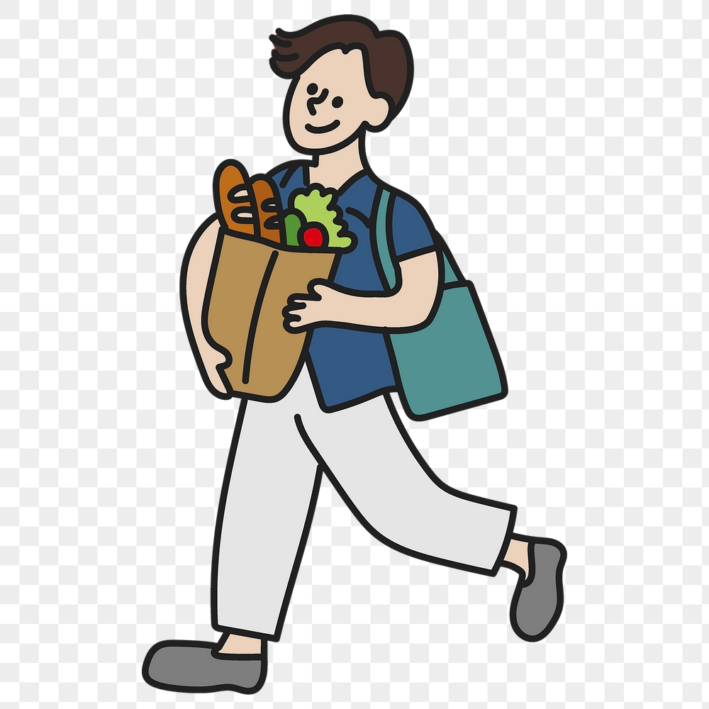Png grocery shopping guy sticker, | Free PNG Illustration - rawpixel