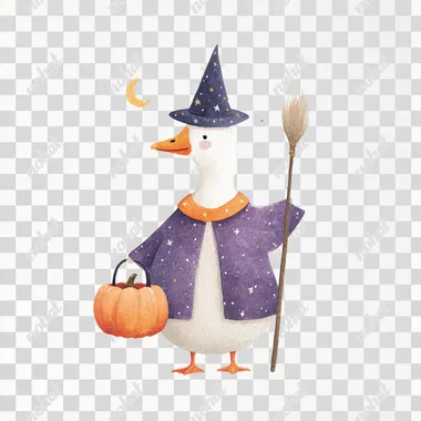 PNG Halloween Goose Wizard Illustration PNG Halloween Goose Wizard Illustration