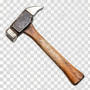 PNG Hammer with Wooden Handle for Home Improvement on White Background