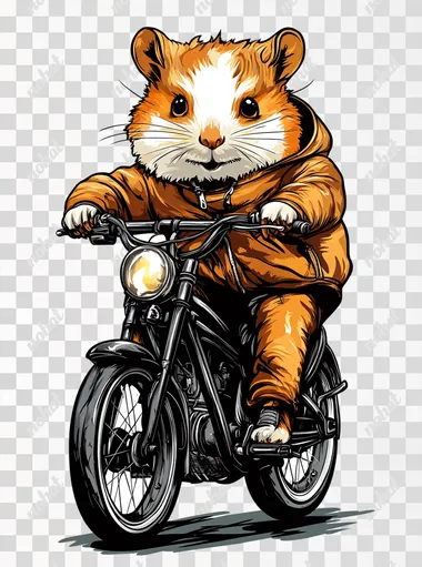 PNG Hamster on Motorcycle in Urban Setting – Hyper Realistic Design PNG Hamster on Motorcycle in Urban Setting – Hyper Realistic Design