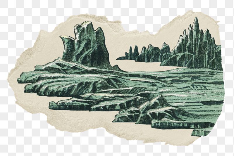 Png hand drawn landscape sticker, | Free PNG - rawpixel