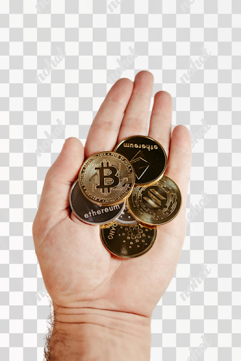 PNG Hand Holding Cryptocurrency Coins