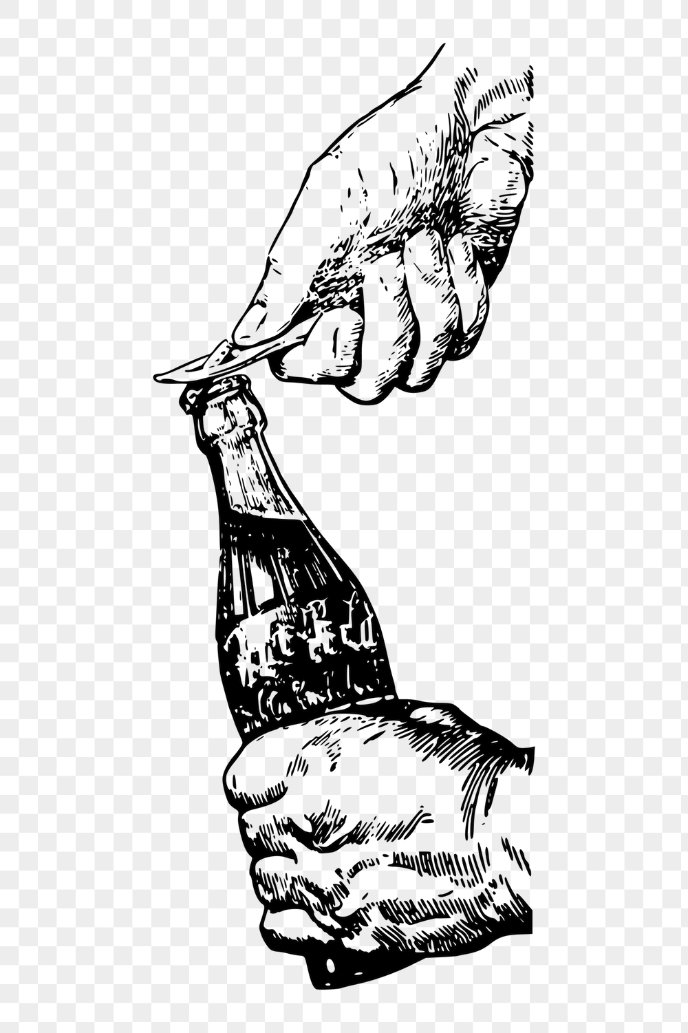 Png hand opening bottle sticker, | Free PNG - rawpixel