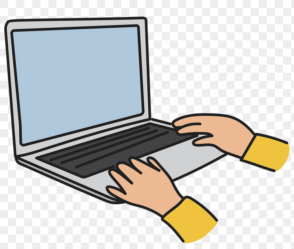Png hand using laptop sticker, | Free PNG Illustration - rawpixel