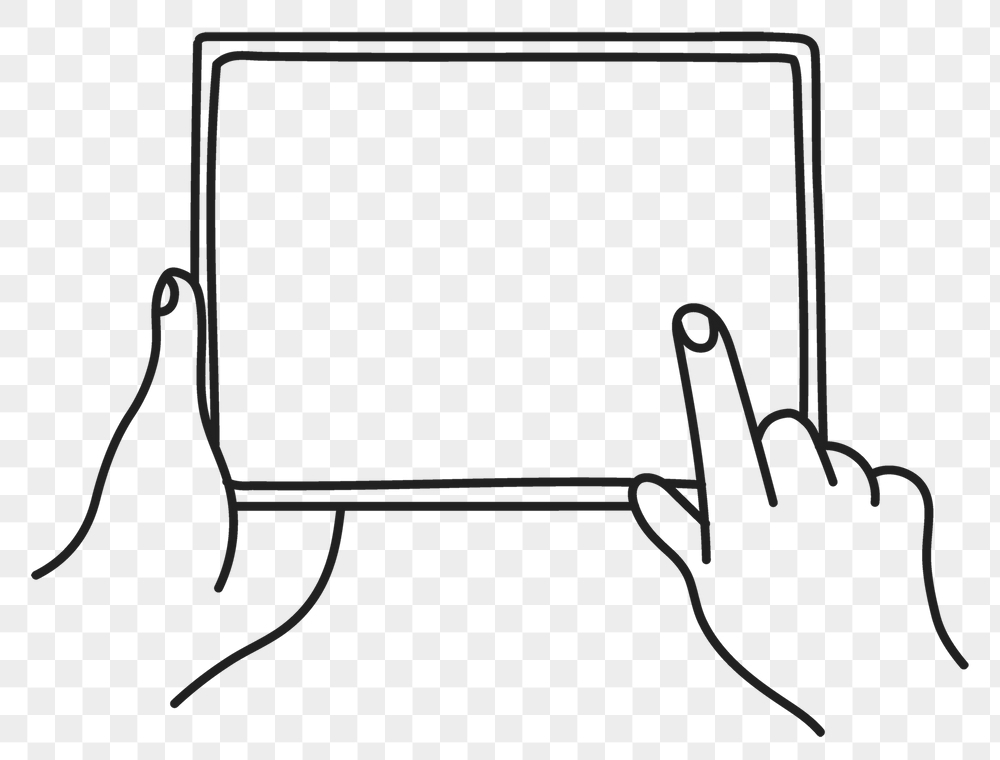 Png hand using tablet sticker, | Free PNG Illustration - rawpixel