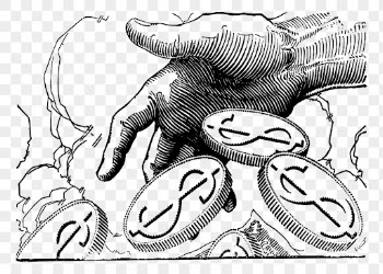 Png hand with coins sticker, | Free PNG - rawpixel