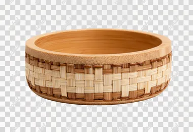 PNG Hand-Woven Bamboo Cat Bowl PNG Hand-Woven Bamboo Cat Bowl