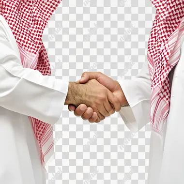 PNG Handshake between two Saudi men symbolizing collaboration and agreement