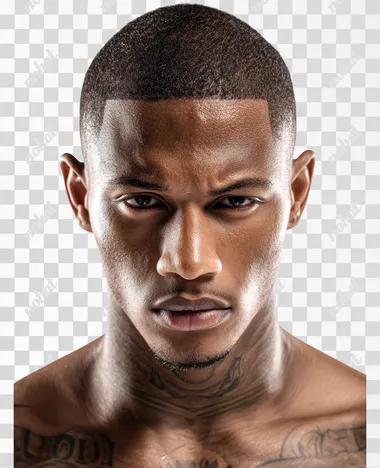 PNG Handsome Young Black Male Portrait with Neck Tattoos PNG Handsome Young Black Male Portrait with Neck Tattoos