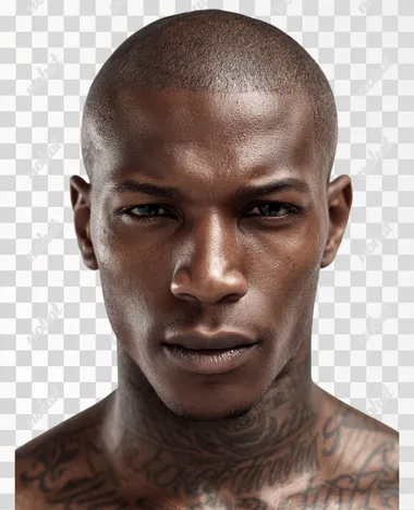PNG Handsome Young Black Male Portrait with Tattoos PNG Handsome Young Black Male Portrait with Tattoos