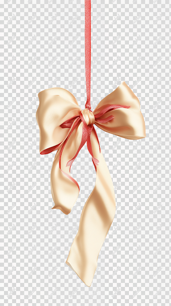 PNG Hanging Ribbon with Bow on White Background