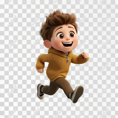 PNG Happy 8-Year-Old Boy with Big Eyes Running in Play PNG Happy 8-Year-Old Boy with Big Eyes Running in Play