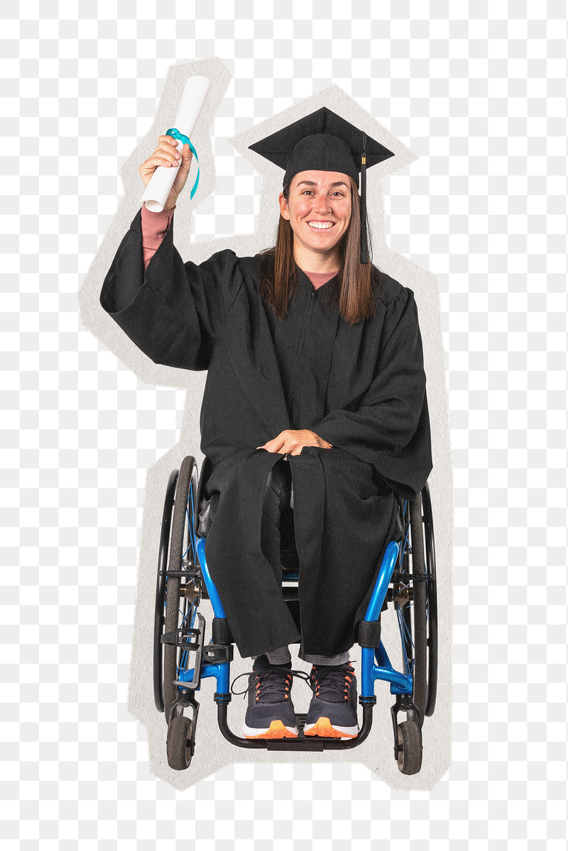 Png happy graduated girl in a wheelchair | Free PNG - rawpixel
