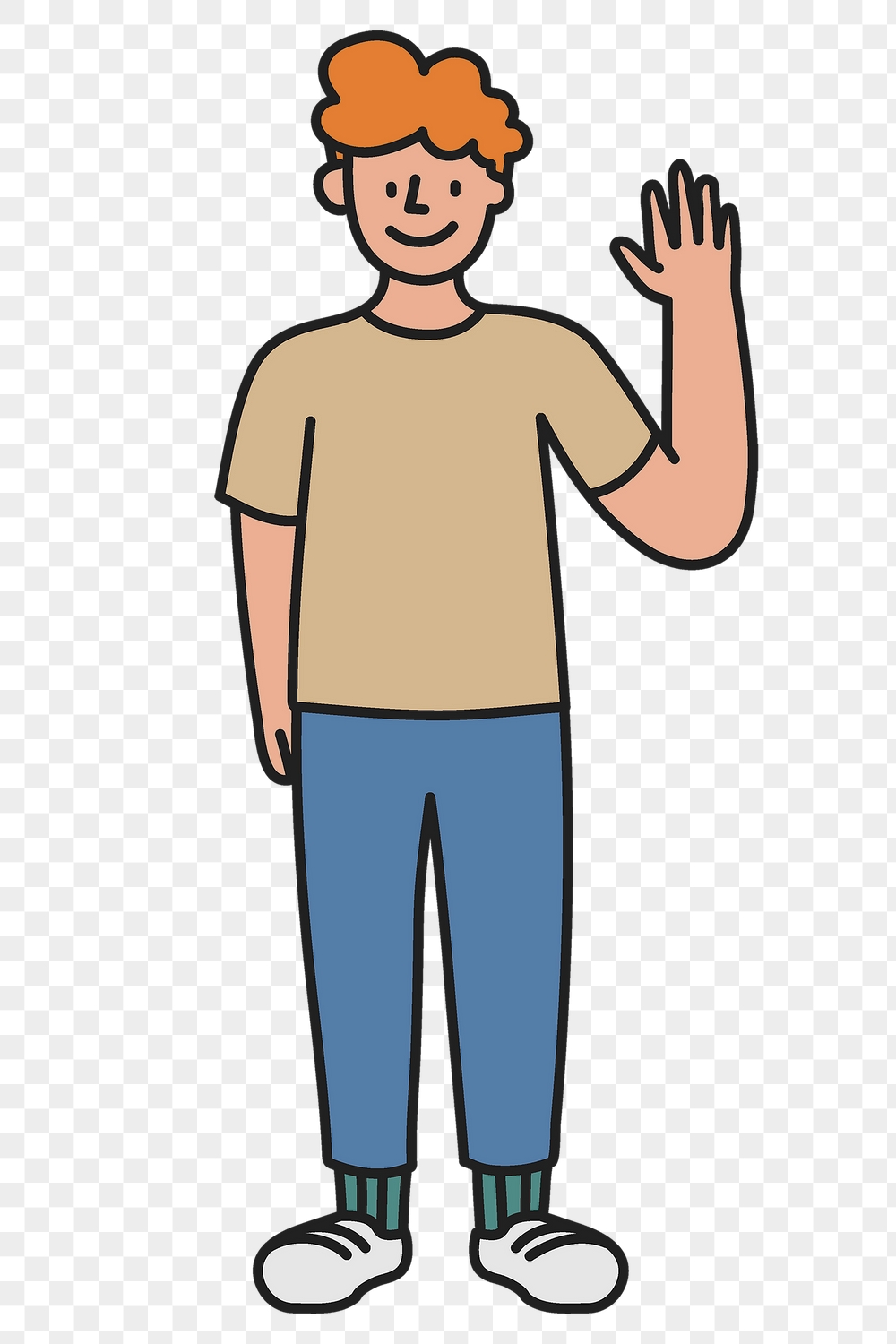 Png happy man waving sticker, | Free PNG Illustration - rawpixel