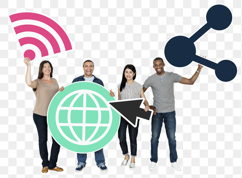 Png Happy people holding internet | Free PNG - rawpixel