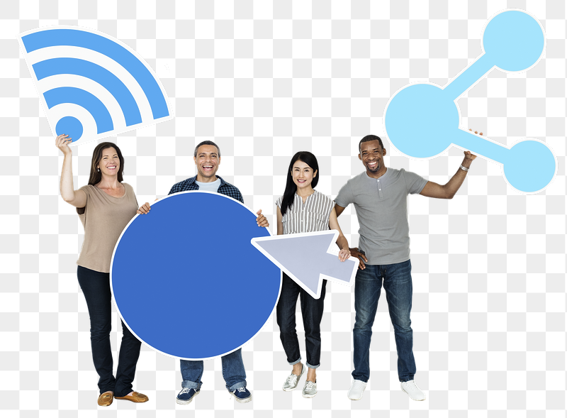 Png Happy people holding internet | Free PNG - rawpixel
