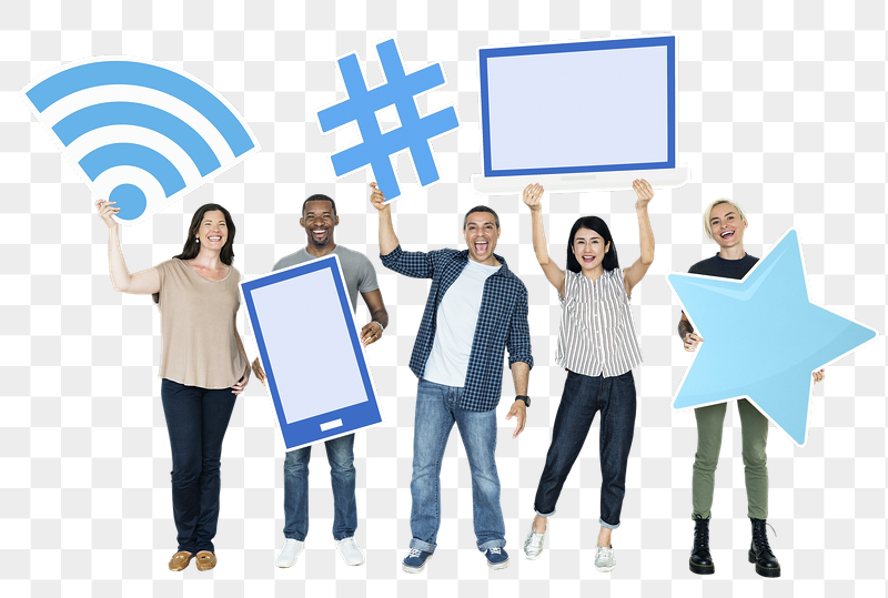 Png Happy people holding internet | Free PNG - rawpixel