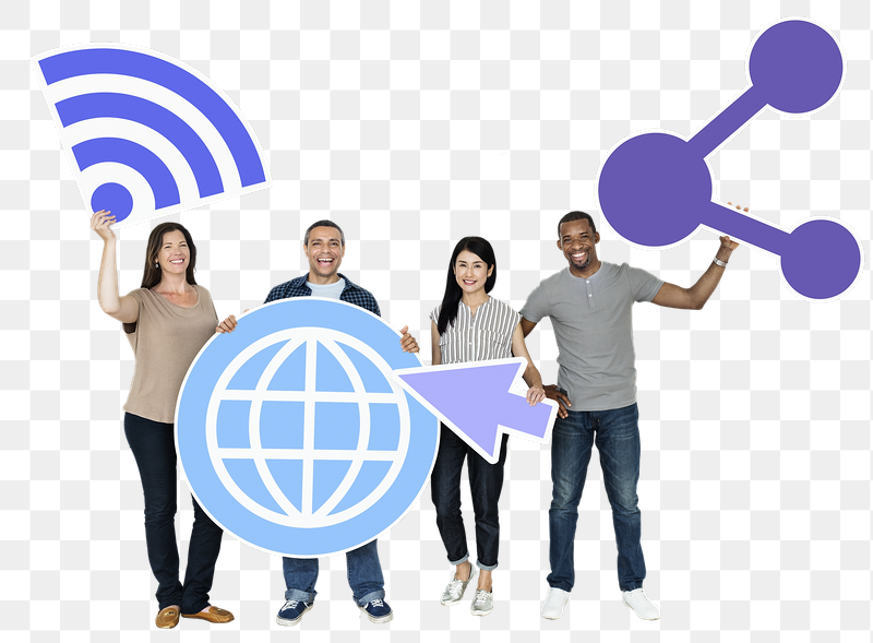 Png Happy people holding internet | Free PNG - rawpixel