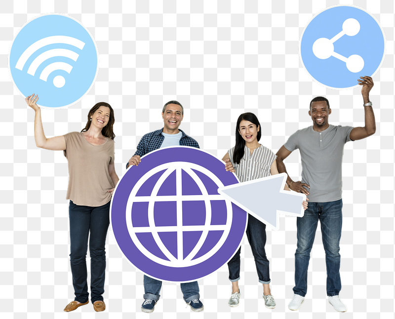 Png Happy people holding internet | Free PNG - rawpixel