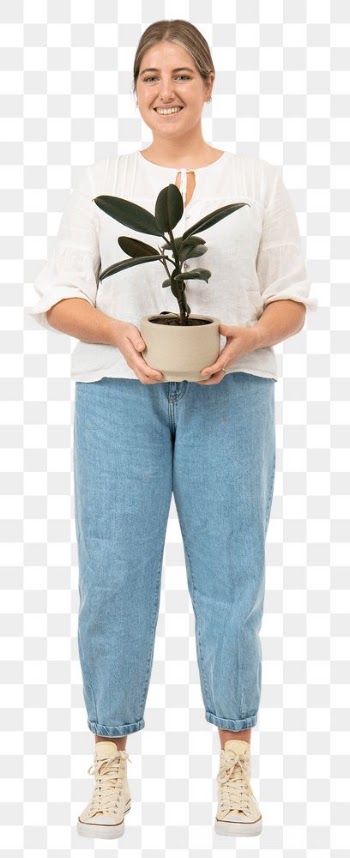 Png happy plant parent mockup holding potted… | Free stock illustration | High Resolution graphic