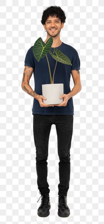Png happy plant parent mockup  holding potted… | Free stock illustration | High Resolution graphic