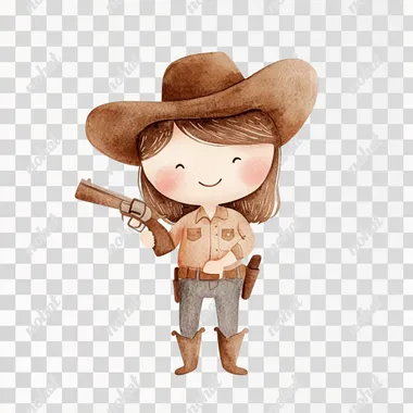 PNG Happy Wild West Sheriff Girl Illustration PNG Happy Wild West Sheriff Girl Illustration
