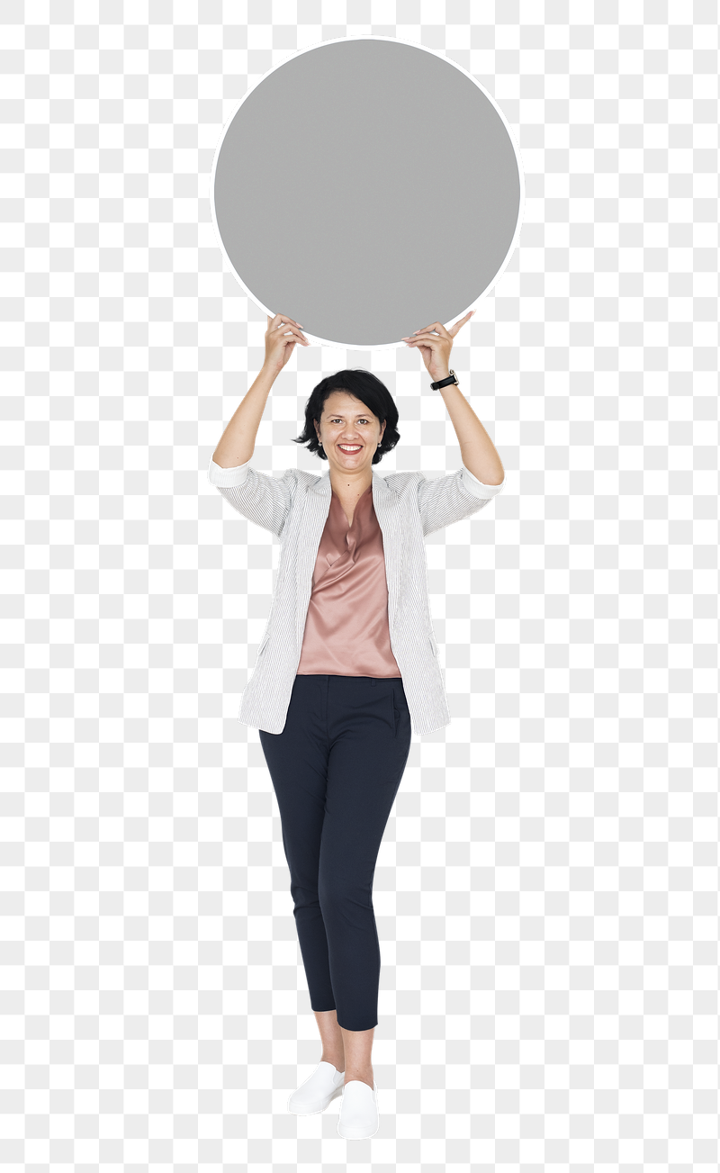 Png Happy woman holding round | Free PNG - rawpixel