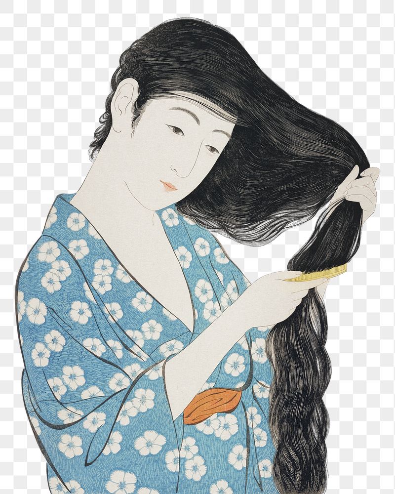 Png Hashiguchi's Woman Combing Her | Free PNG - rawpixel