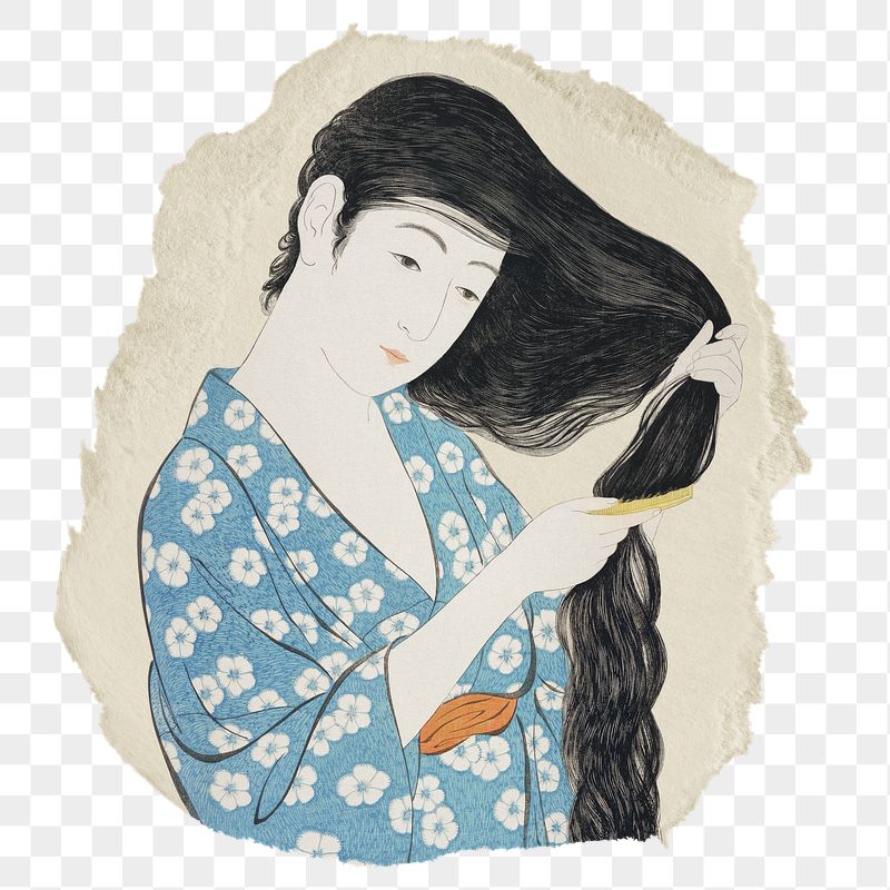 Png Hashiguchi's Woman Combing Her | Free PNG - rawpixel