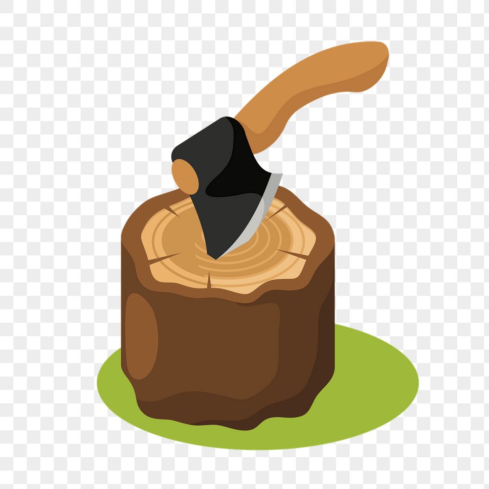 Png hatchet and stump sticker, | Free PNG - rawpixel