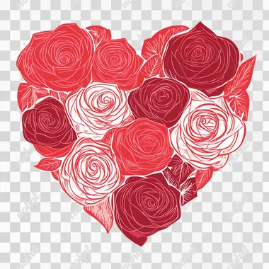 PNG Heart-Shaped Rose Pattern in Red and Pink for Valentine's Decor