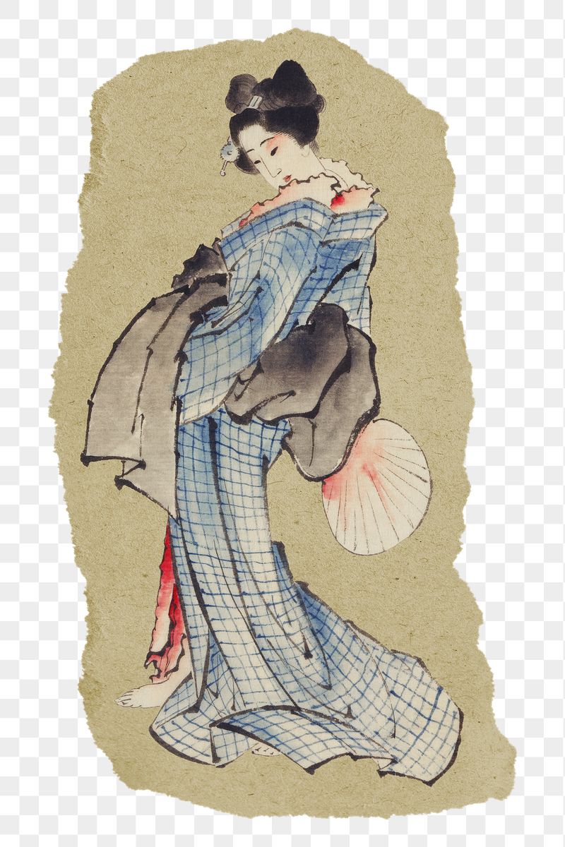 Png Hokusai's Japanese woman sticker, | Free PNG - rawpixel