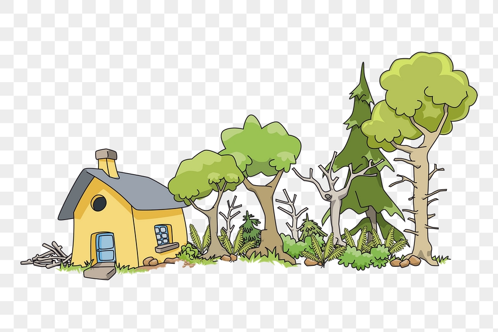 PNG house in woods border | Free PNG - rawpixel