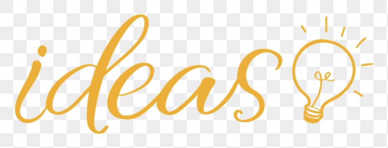PNG ideas, yellow calligraphy with white | Free PNG - rawpixel
