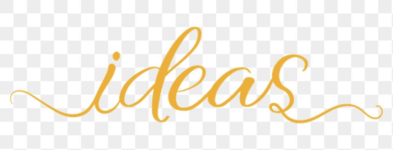 PNG ideas, yellow calligraphy with white | Free PNG - rawpixel
