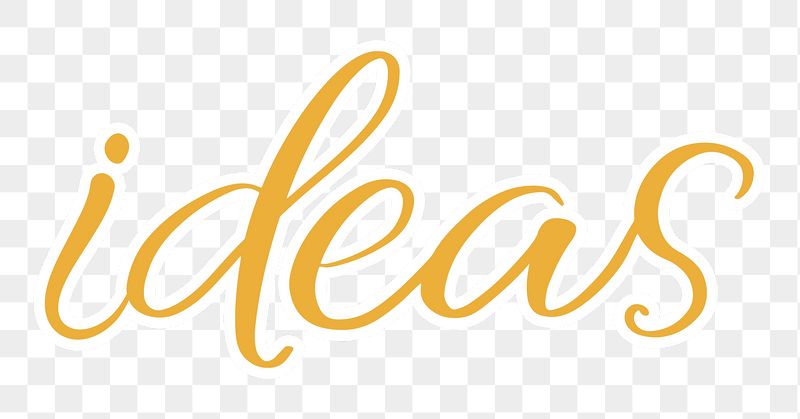 PNG ideas, yellow calligraphy with white | Free PNG - rawpixel