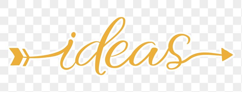 PNG ideas, yellow calligraphy with white | Free PNG - rawpixel