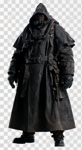 PNG Intimidating Figure in Heavy Leather Fireproof Overcoat