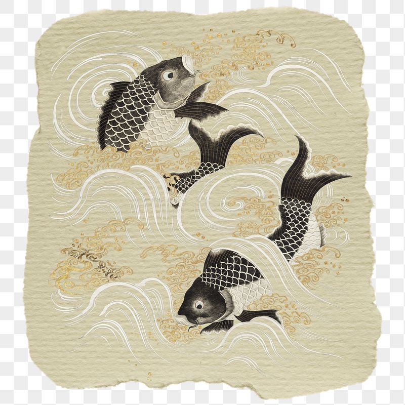 Png Japanese fish sticker, vintage | Free PNG - rawpixel