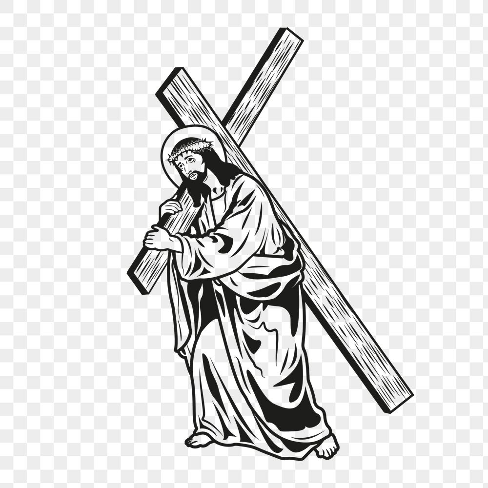 Png Jesus dragging cross sticker, | Free PNG - rawpixel