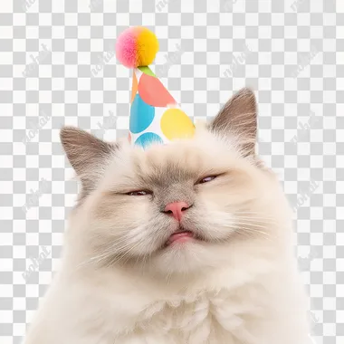 PNG Joyful Birthday Cat in Party Hat PNG Joyful Birthday Cat in Party Hat