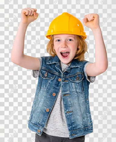 PNG Joyful Boy in Construction Helmet PNG Joyful Boy in Construction Helmet