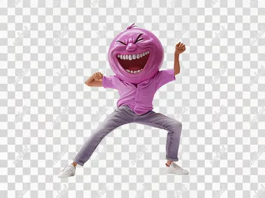 PNG Joyful Dancing Emoji Character in Playful 3D Style PNG Joyful Dancing Emoji Character in Playful 3D Style