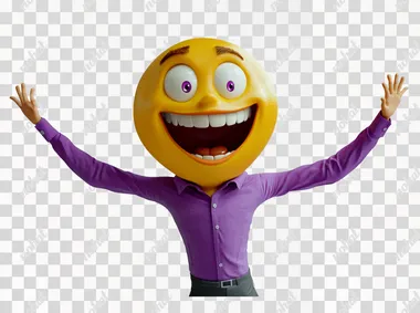 PNG Joyful Dancing Emoji Character in Vibrant 3D PNG Joyful Dancing Emoji Character in Vibrant 3D