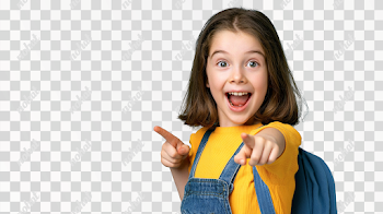 PNG Joyful Young Girl with Excited Expression