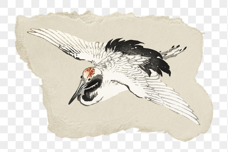 Png Kōno Bairei's flying crane | Free PNG - rawpixel