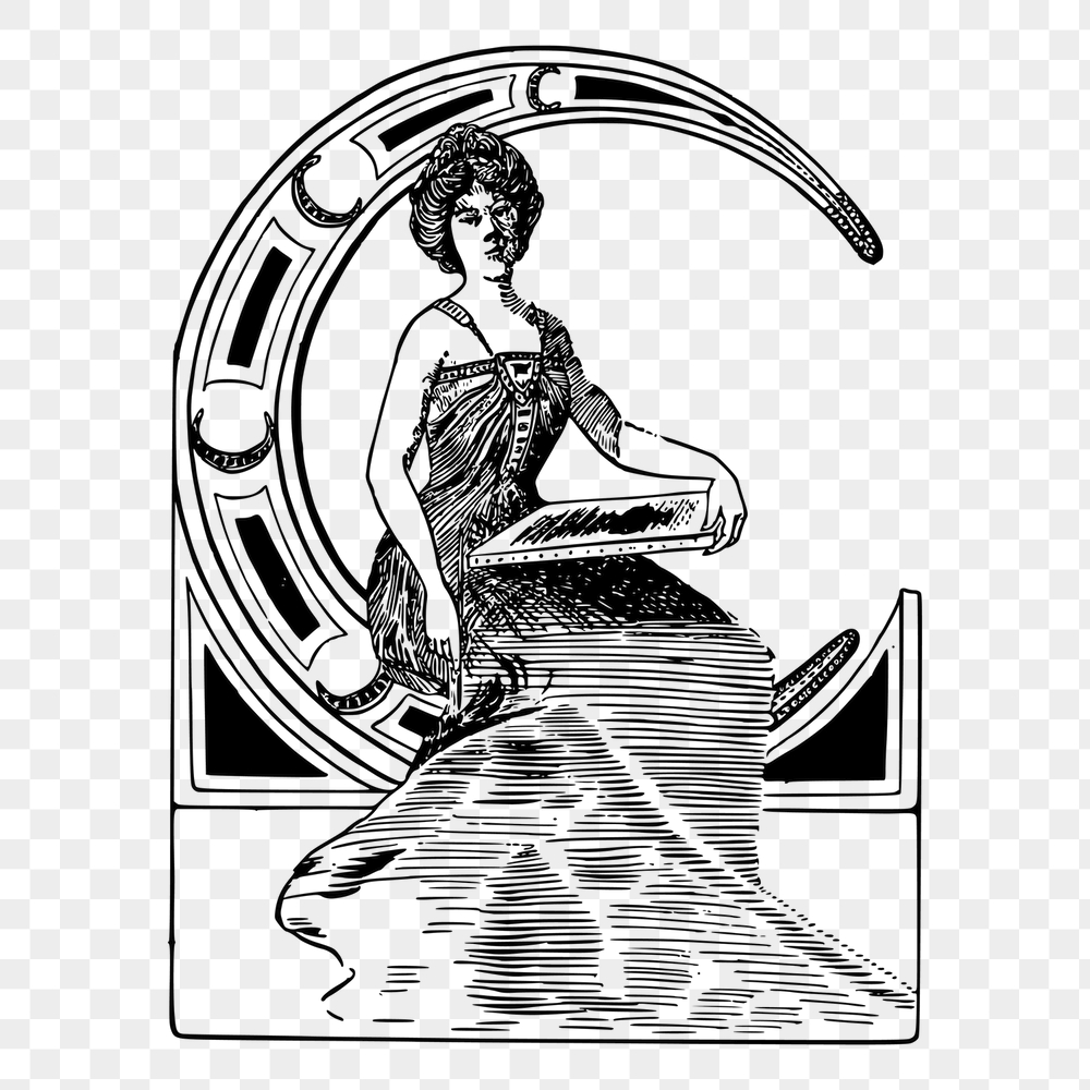 Png lady sitting on crescent | Free PNG - rawpixel