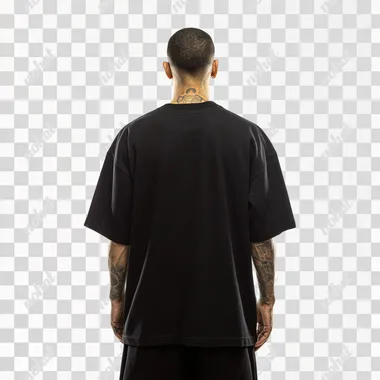 PNG Latino Man in Oversized Black T-Shirt PNG Latino Man in Oversized Black T-Shirt