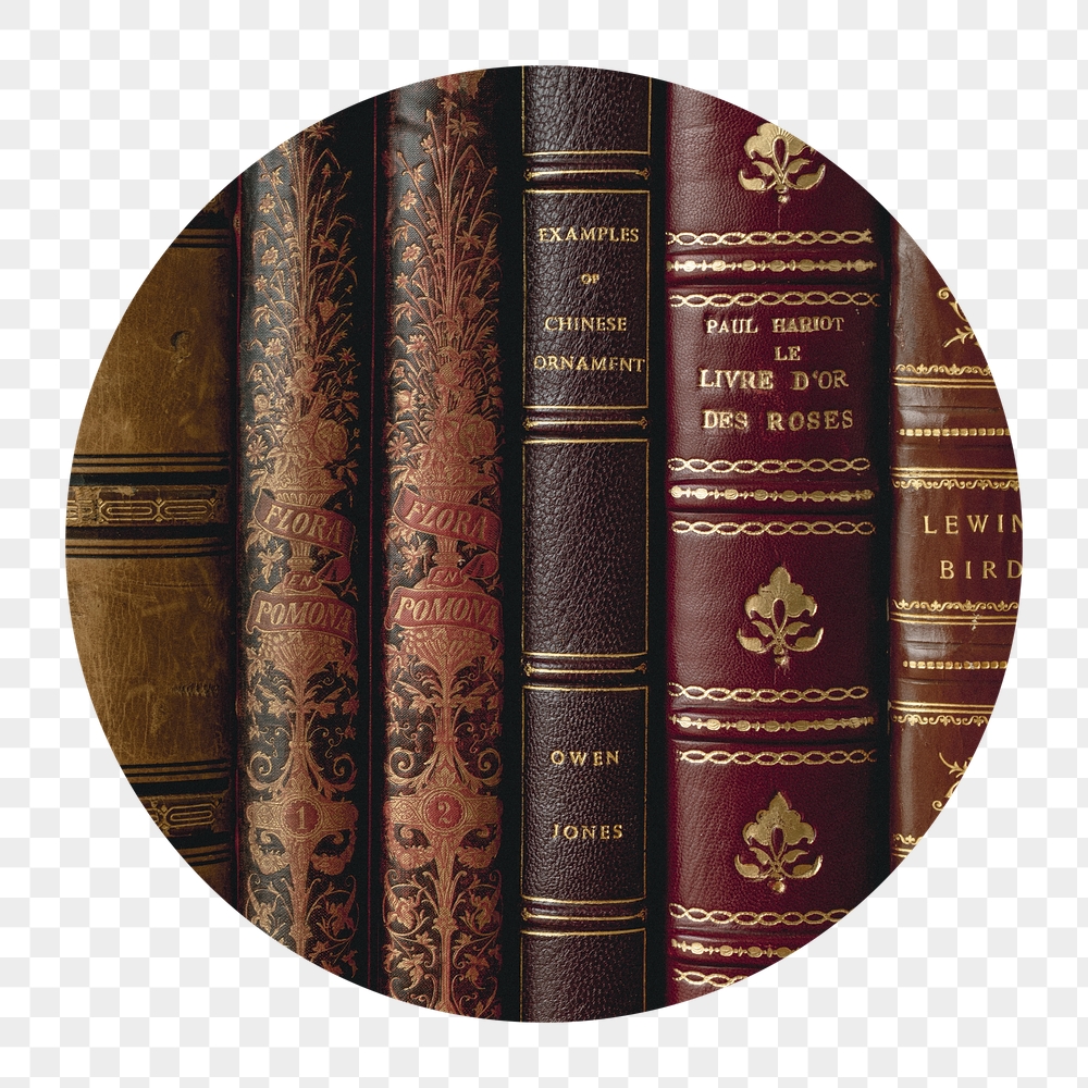 Png leather book spines badge | Free PNG - rawpixel